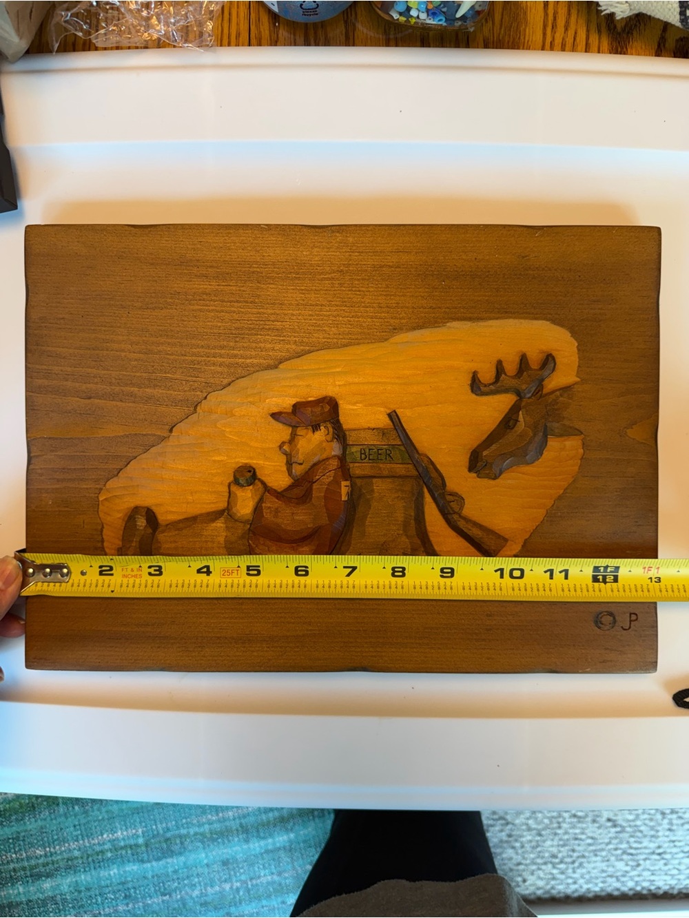 Handcrafted Wooden Hunting Wall Art Plaque with Deer Motif Circa 1981